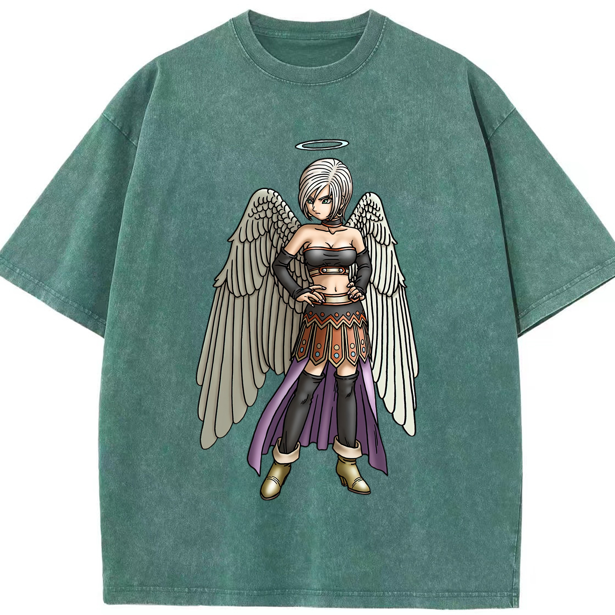 （画像用） ドラゴンクエスト Doragon Kuesuto Dragon Quest 綿100% ヴィンテージ風 半袖Tシャツ（フロントプリント）